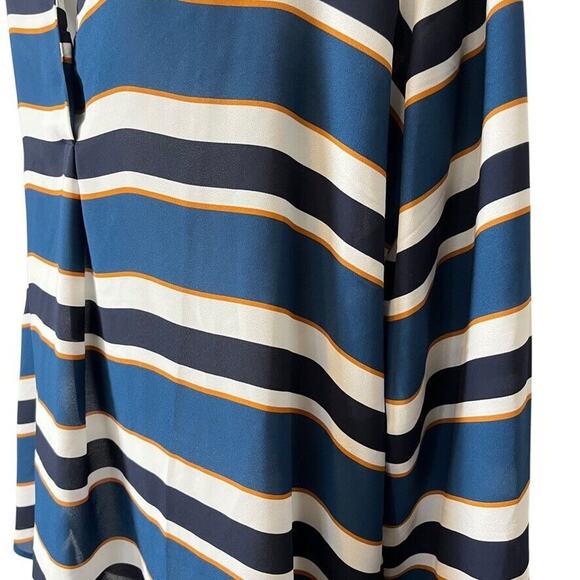 Ann Taylor Factory Womens Striped Long Sleeve V-Neck Career Blouse Top Shirt XL - Picture 9 of 16